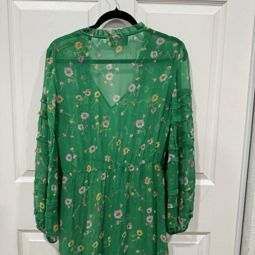 THE KOOPLES Silk Long Dress Green Floral (no Slip) Size Small S - Picture 6 of 8